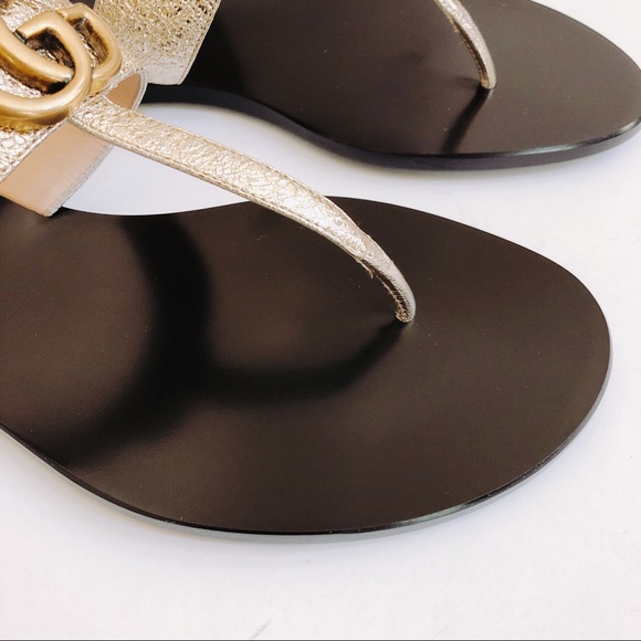 Sold! Gucci Marmont metallic leather thong sandals - Picture 6 of 7